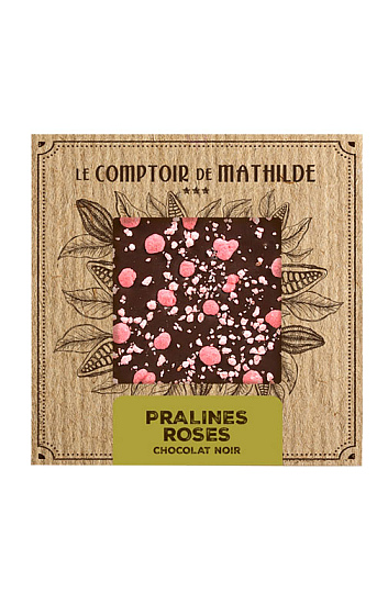 Tableta de chocolate negro y pralines rosés 80 g