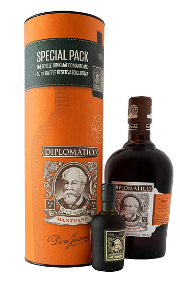 Estuche Ron Diplomático Mantuano con miniatura Ron Diplomático Reserva Exclusiva