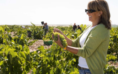 Victoria Pariente en el viñedo de su bodega