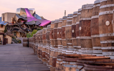 Barricas en el exterior de la bodega