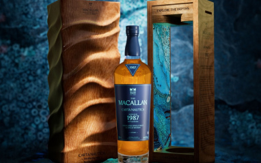 Botella y estuche de The Macallan Carta Nautica 1987