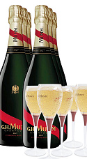Pack Mumm Cordon Rouge Brut (x6) + 6 copas de regalo